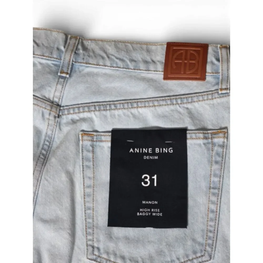 New with Tags ANINE BING Manon Jeans 31 Light Wash High Rise Wide Leg Button
